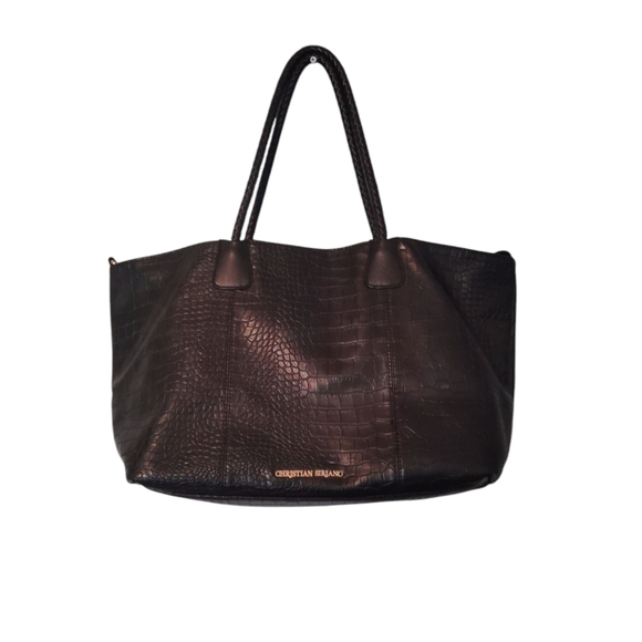 Christian Siriano Large Tote Shoulder  Bag Faux Crocodile Style - Picture 1 of 16